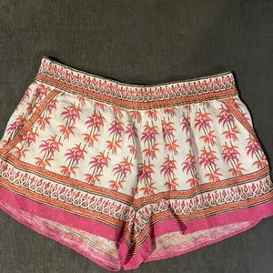 Printed linen shorts